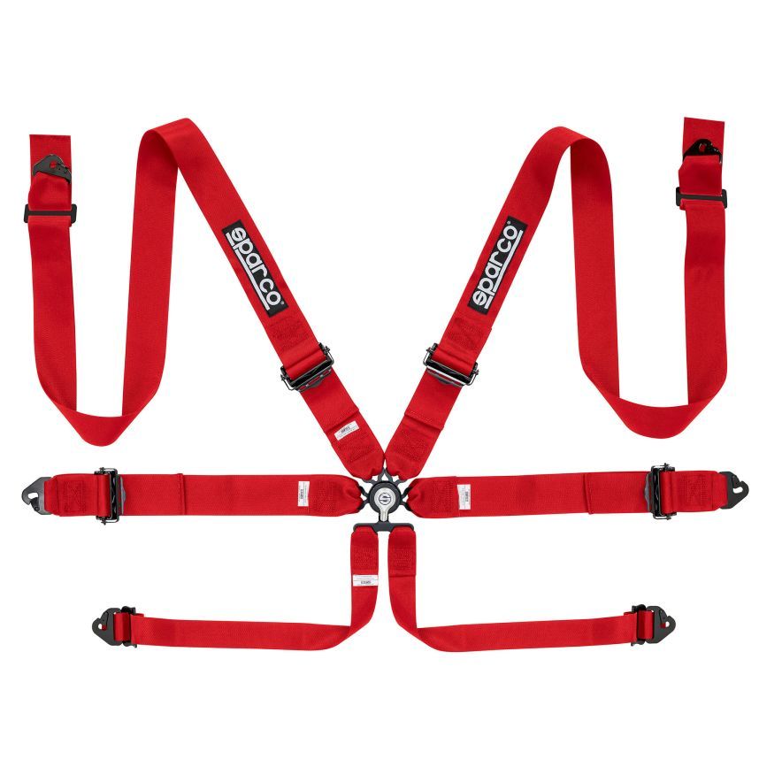 Sparco COMPETITION H-3 LIGHT ремни для автоспорта (6-ти точ.)/(3"+3"/pull up/алюмин. рег-ры), красны