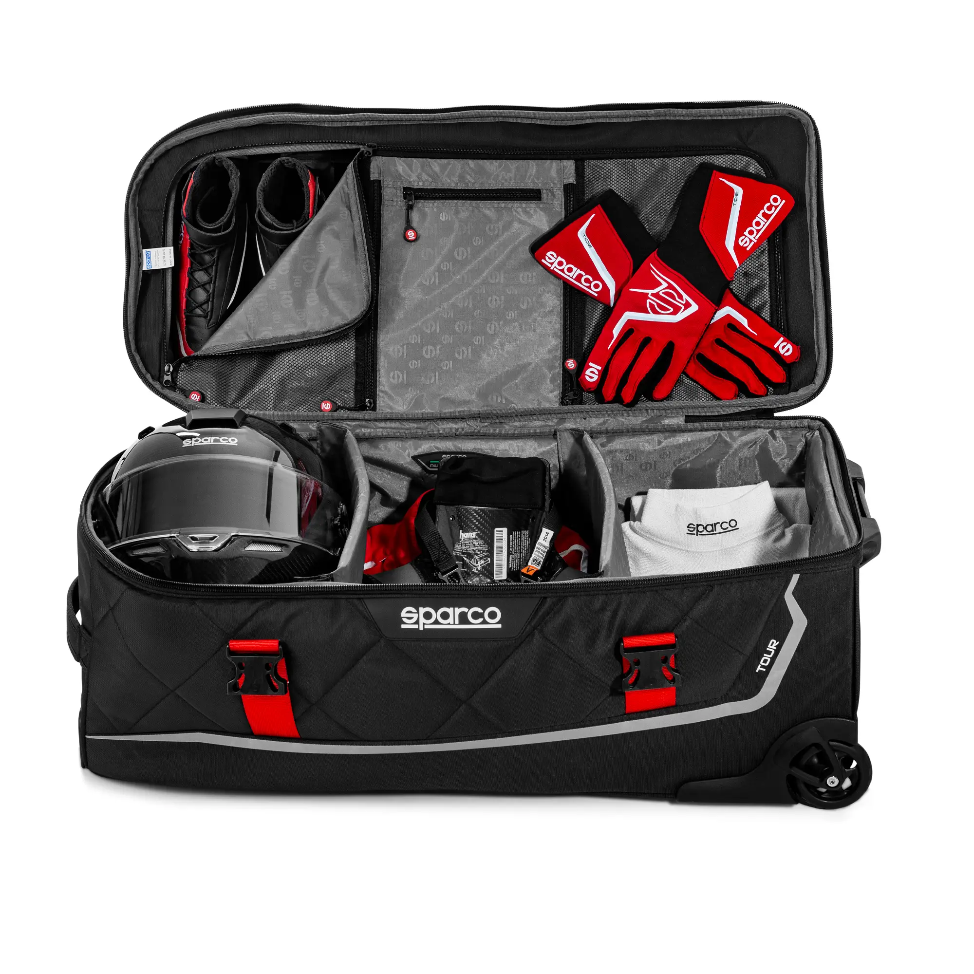 Sparco TOUR сумка дорожная на колесиках (84 x 40 x 38 см.), черный/серебристый