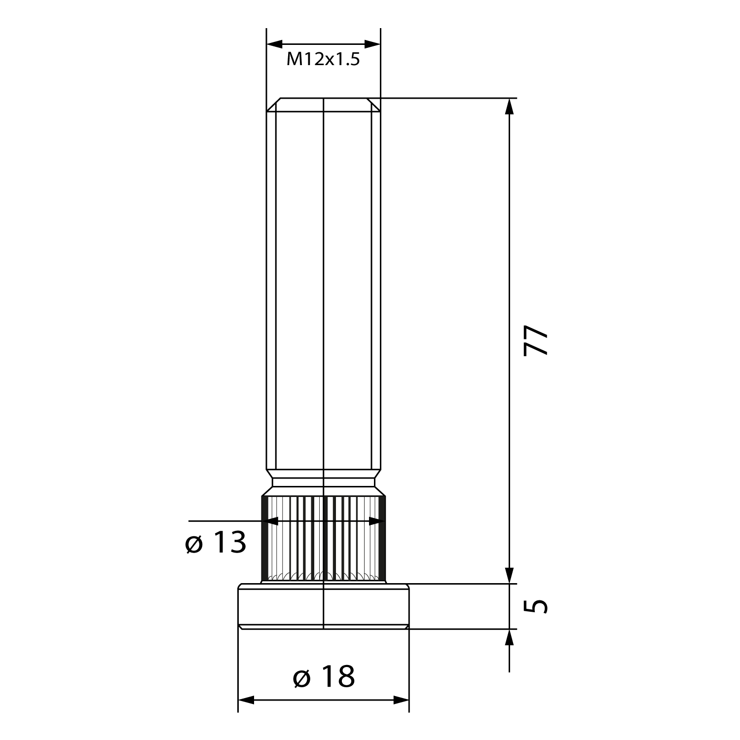 EvoCorse шпилька колесная (M12X1.5 /82 mm./посадка 13mm забивная), серебристый