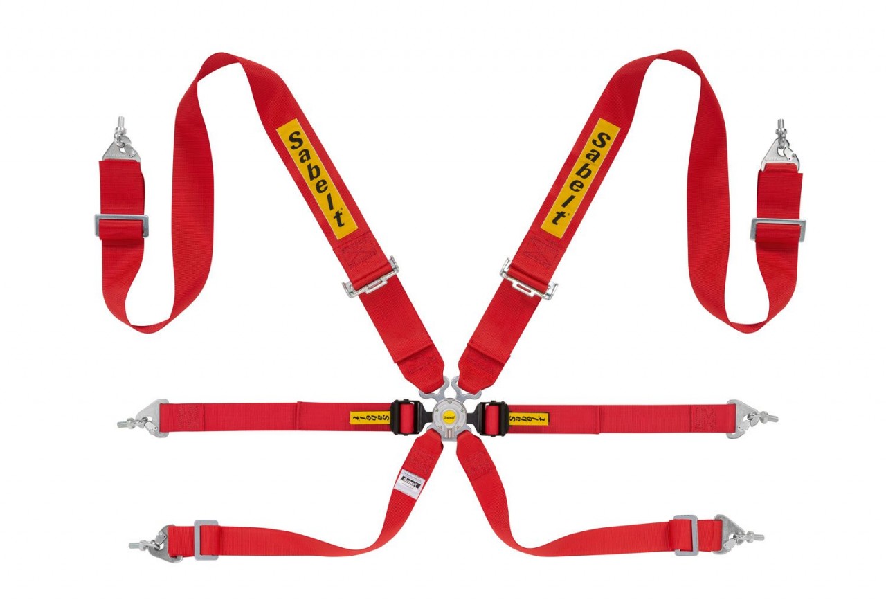 Sabelt STEEL Rally 3x2 ремни для автоспорта (6-ти точ.)/(3"+2"/pull down), красный